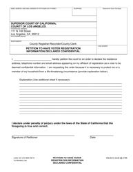 Document preview: Form LASC LACIV273 Petition to Have Voter Registration Information Declared Confidential - County of Los Angeles, California