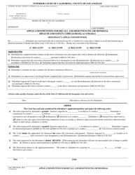 Document preview: Form CRIM258 Application/Petition for Recall and Resentencing or Dismissal - County of Los Angeles, California
