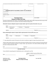 Document preview: Form FAM063 Parentage Action Request to Inspect and Copy - County of Los Angeles, California