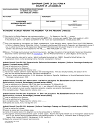 Form LASC FAM062 Parentage Judgment Reject Sheet (Family Law) - County of Los Angeles, California