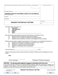 Document preview: Form LASC FAM031 Request for Default Setting (Domestic Relations and Branch District Civil Actions) - County of Los Angeles, California