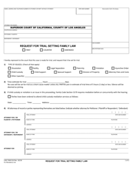 Form LASC FAM014 Request for Trial Setting Family Law - County of Los Angeles, California