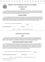 Document preview: Form CK021 Advisement Form - County of Los Angeles, California (English/Spanish)