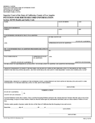 Document preview: Form CK047 Petition for Birth Record Information - County of Los Angeles, California