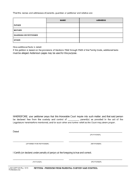 Form LASC ADPT025 Petition for Freedom From Parental Custody and Control - County of Los Angeles, California, Page 2