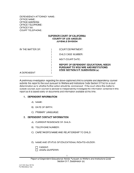 Form JUV042 Report of Dependent Educational Needs Pursuant to Welfare and Institutions Code Section 317, Subdivision (E) - County of Los Angeles, California