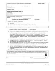 Form LASC MH037 Citation for Lps Conservatorship - County of Los Angeles, California
