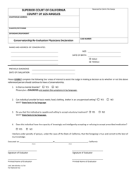 Document preview: Form LASC MH004 Conservatorship Re-evaluation Physicians Declaration - County of Los Angeles, California