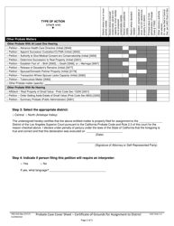 Form PRO010 Probate Case Coversheet and Certificate of Grounds for Assignment to District - County of Los Angeles, California, Page 2