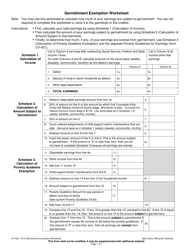 Form CV-426 Garnishment Exemption Worksheet - Wisconsin