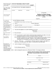 Document preview: Form CV-450 Petition for Name Change for Adult or Minor 14 or Older - Wisconsin