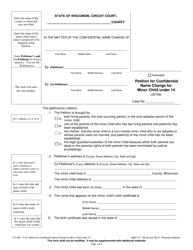 Document preview: Form CV-456 Petition for Confidential Name Change for Minor Child Under 14 - Wisconsin
