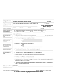 Document preview: Form CV-471 Order for Confidential Name Change - Wisconsin