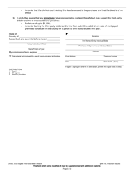 Form CV-550 Eligible Third-Party Bidder Affidavit - Wisconsin, Page 2