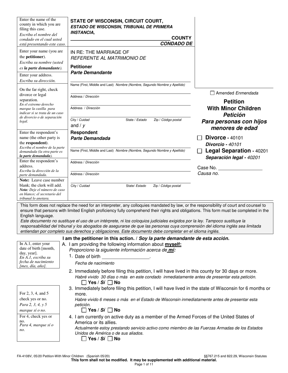 Form FA-4108V - Fill Out, Sign Online and Download Printable PDF ...