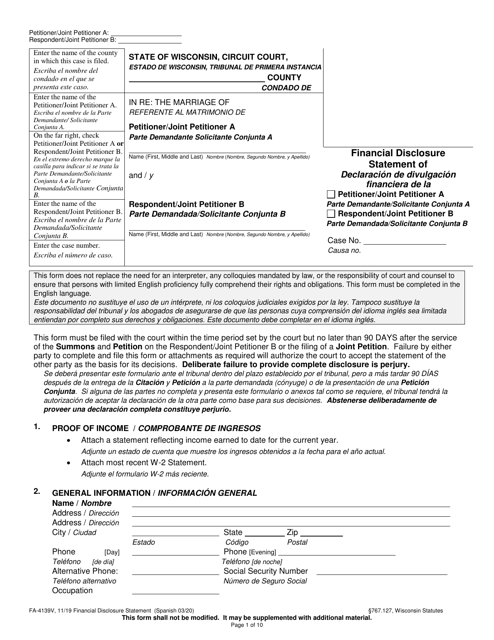 Form FA-4139V  Printable Pdf