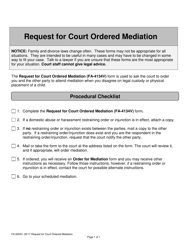 Document preview: Instructions for Form FA-4134V Request for Court Ordered Mediation - Wisconsin