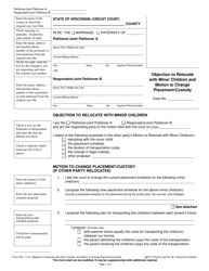 Document preview: Form FA-4179V Objection to Relocate With Minor Children and Motion to Change Placement/Custody - Wisconsin
