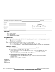Document preview: Form GF-120 Order for Change of Venue - Wisconsin