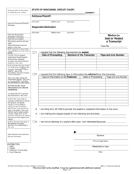 Document preview: Form GF-247A Motion to Seal or Redact a Transcript - Wisconsin