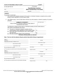 Document preview: Form GN-3445 Guardianship Inventory (Minor Guardianship of the Estate) - Wisconsin