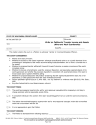 Document preview: Form GN-3640 Order on Petition to Transfer Income and Assets (Minor and Adult Guardianship) - Wisconsin