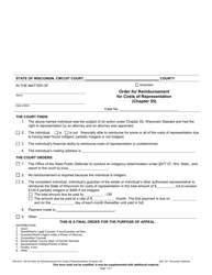 Document preview: Form GN-4510 Order for Reimbursement for Costs of Representation (Chapter 55) - Wisconsin