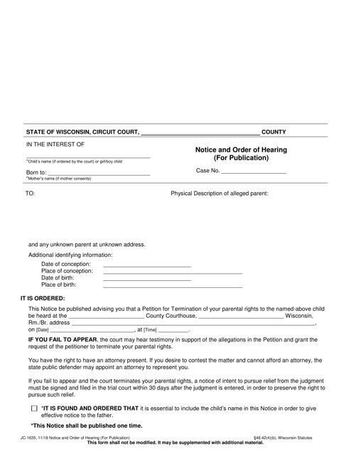 Form JC-1635  Printable Pdf