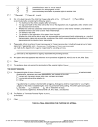 Form JC-1639 Order Concerning Termination of Parental Rights (Involuntary) - Wisconsin, Page 2