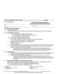 Document preview: Form JD-1733 Order Concerning Competency or Mental Responsibility Determination - Wisconsin
