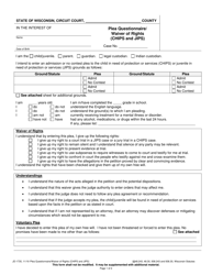 Document preview: Form JD-1735 Plea Questionnaire/Waiver of Rights (Chips and Jips) - Wisconsin