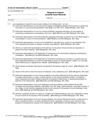 Document preview: Form JD-1738A Request to Inspect Juvenile Court Records - Wisconsin
