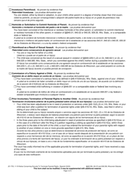 Form JD-1753 Notice Concerning Grounds to Terminate Parental Rights - Wisconsin (English/Spanish), Page 4