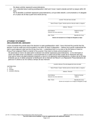 Form JD-1757 Notice of Right to Seek Postdisposition Relief - Wisconsin (English/Spanish), Page 2