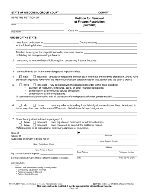 Form JD-1771  Printable Pdf