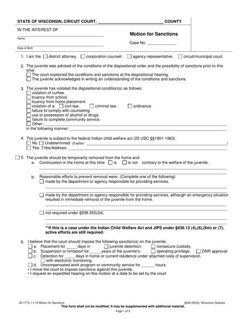 Form JD-1773  Printable Pdf