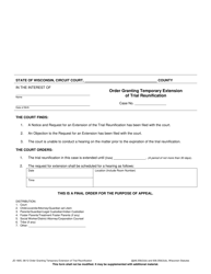 Document preview: Form JD-1805 Order Granting Temporary Extension of Trial Reunification - Wisconsin
