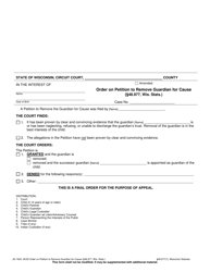 Document preview: Form JG-1640 Order on Petition to Remove Guardian for Cause - Wisconsin