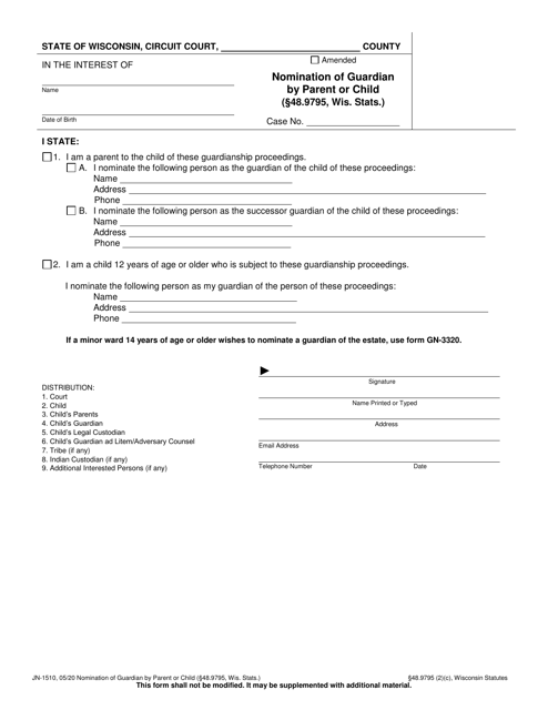 Form JN-1510  Printable Pdf