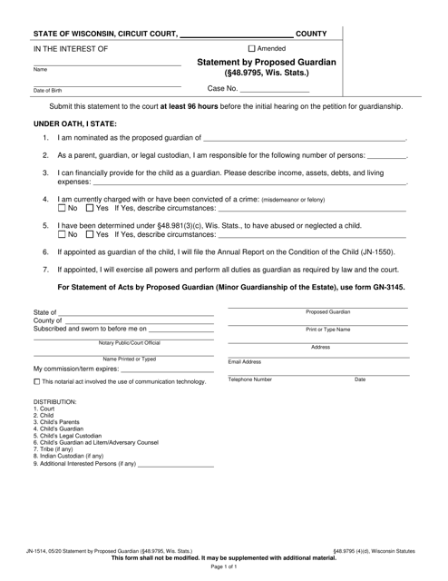 Form JN-1514  Printable Pdf