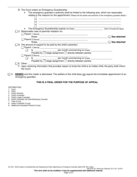 Form JN-1521 Letters of Guardianship and Dispositional Order Appointing an Emergency Guardian - Wisconsin, Page 2