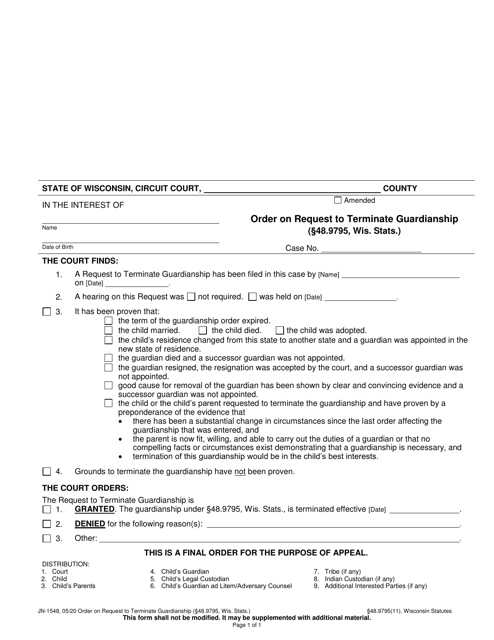 Form JN-1548  Printable Pdf