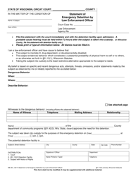 Document preview: Form ME-901 Statement of Emergency Detention by Law Enforcement Officer - Wisconsin