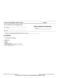 Document preview: Form ME-904B Order on Motion for Dismissal - Wisconsin