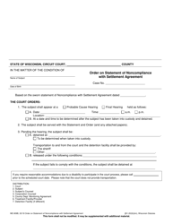 Document preview: Form ME-909B Order on Statement of Noncompliance With Settlement Agreement - Wisconsin