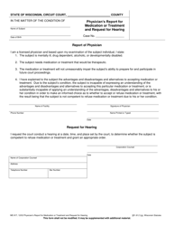 Document preview: Form ME-917 Physician's Report for Medication or Treatment and Request for Hearing - Wisconsin