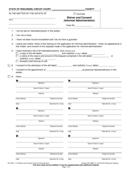 Document preview: Form PR-1803 Waiver and Consent - Wisconsin