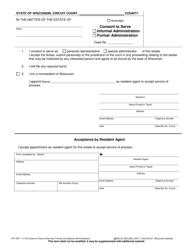 Document preview: Form PR-1807 Consent to Serve - Wisconsin
