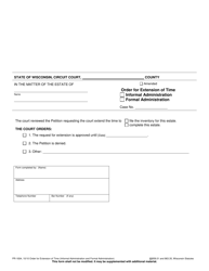 Document preview: Form PR-1834 Order for Extension of Time - Wisconsin
