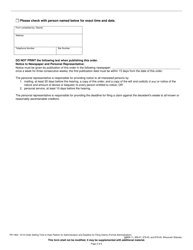 Form PR-1903 Order Setting Time to Hear Petition for Administration and Deadline for Filing Claims - Wisconsin, Page 2